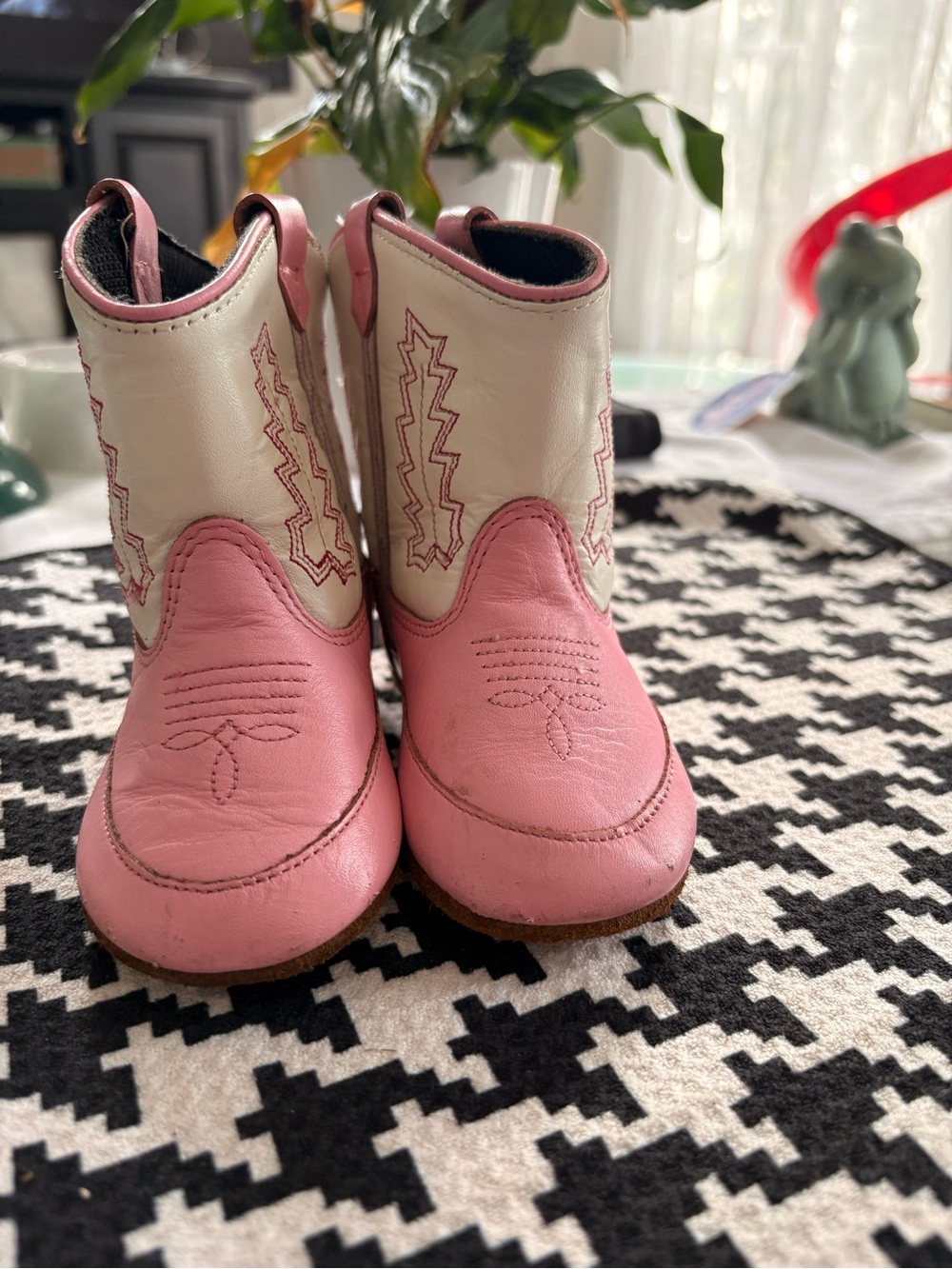 Old West Pink and Cream Kids Western Boots